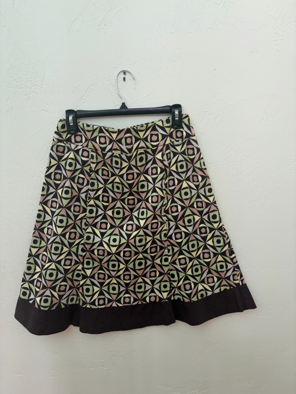 Geo Print A-Line Skirt in Sage and Dusty Pink